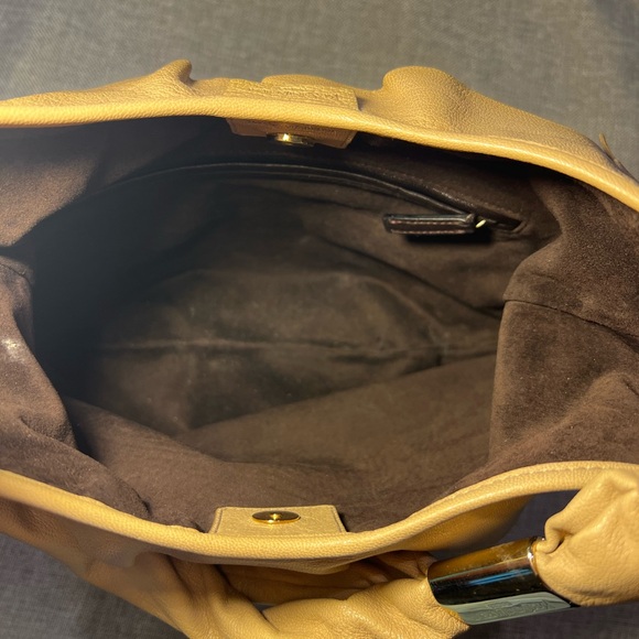 YSL Yves Saint Laurent Beige Leather St. Tropez Hobo Purse - Picture 11 of 12